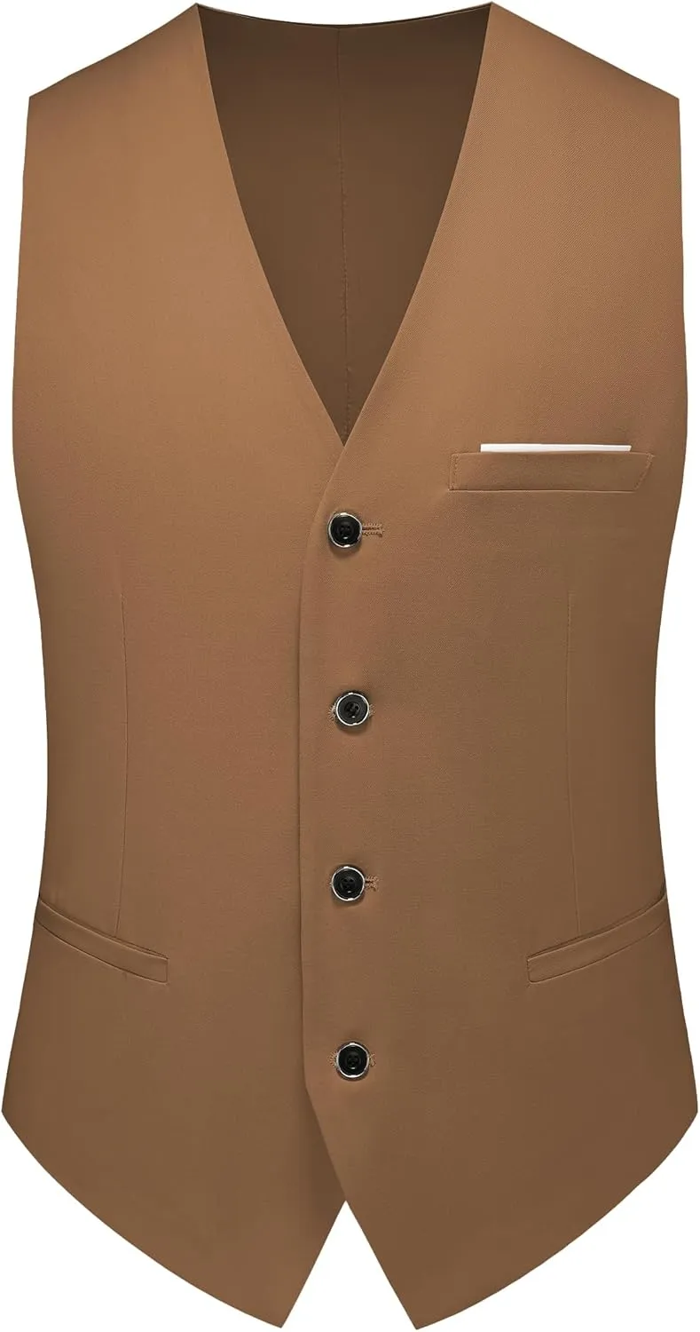 Mens 3-Piece Slim Fit Suit Set - One-Button Tuxedo, Ideal for Weddings and Business, Includes Jacket, Vest, Pants, Tie
