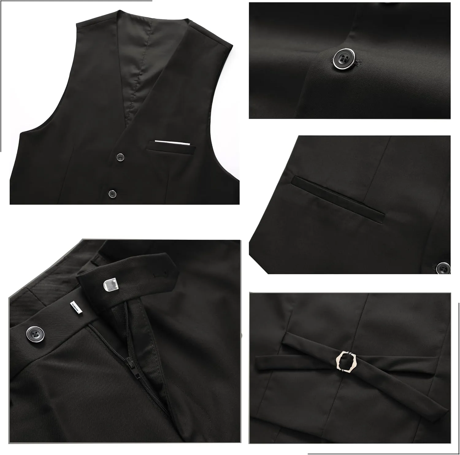 Mens 3-Piece Slim Fit Suit Set - One-Button Tuxedo, Ideal for Weddings and Business, Includes Jacket, Vest, Pants, Tie