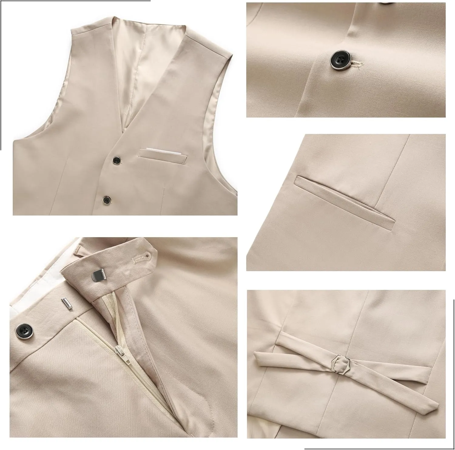 Mens 3-Piece Slim Fit Suit Set - One-Button Tuxedo, Ideal for Weddings and Business, Includes Jacket, Vest, Pants, Tie