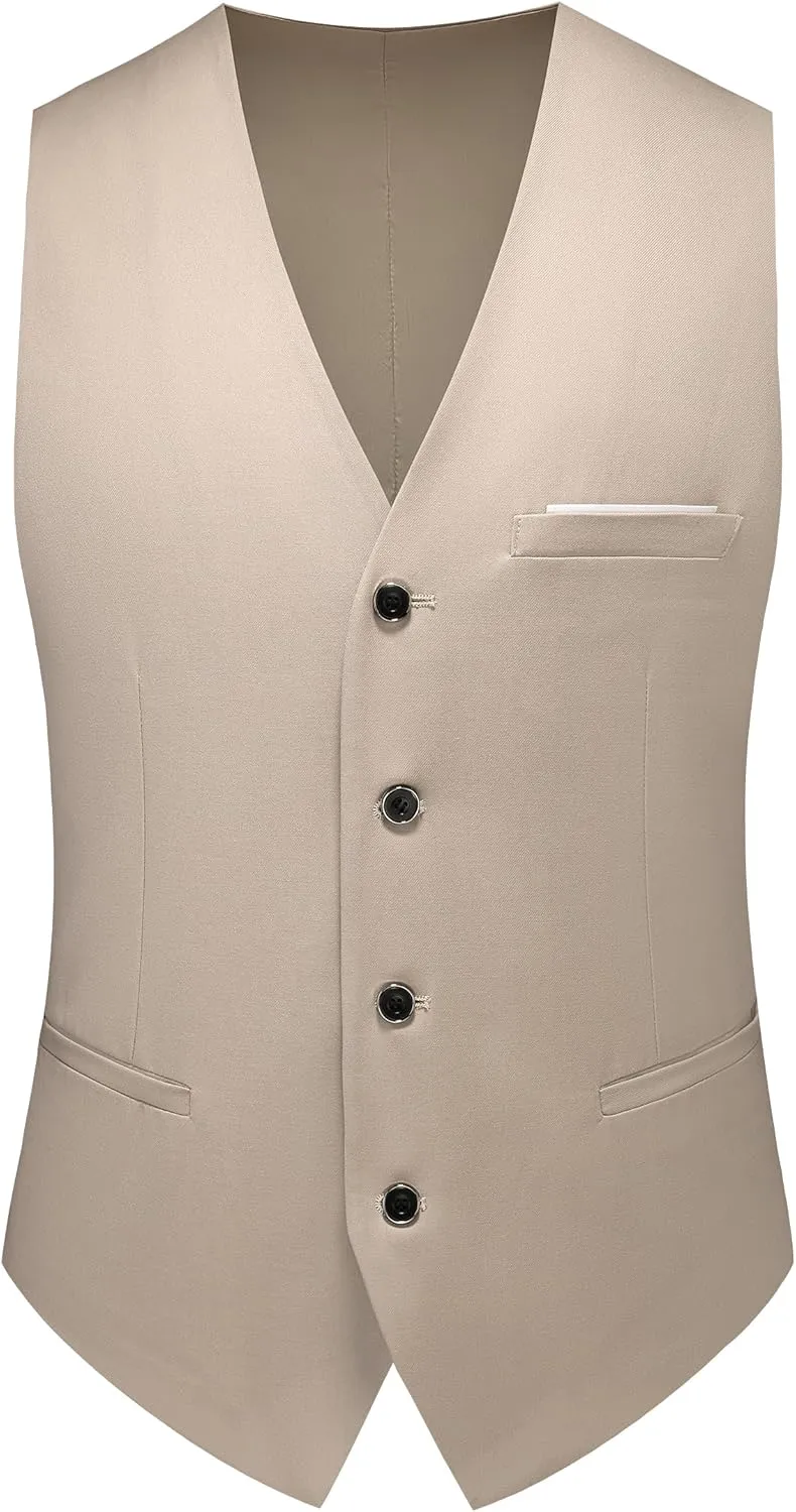 Mens 3-Piece Slim Fit Suit Set - One-Button Tuxedo, Ideal for Weddings and Business, Includes Jacket, Vest, Pants, Tie