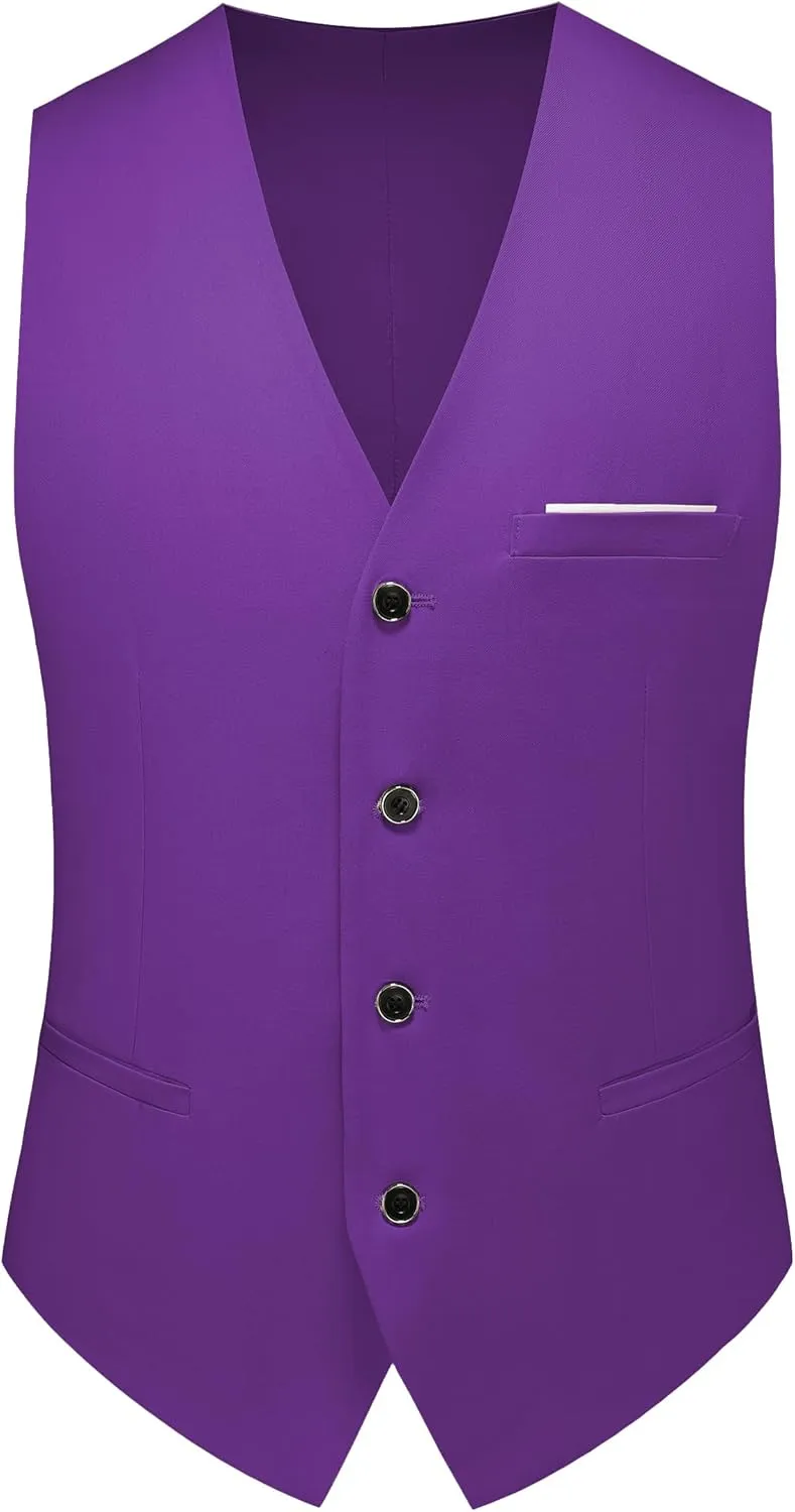 Mens 3-Piece Slim Fit Suit Set - One-Button Tuxedo, Ideal for Weddings and Business, Includes Jacket, Vest, Pants, Tie