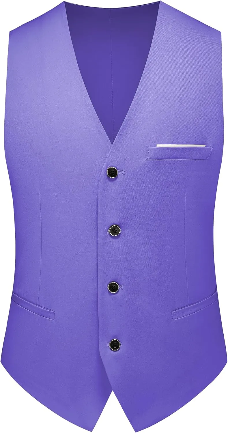 Mens 3-Piece Slim Fit Suit Set - One-Button Tuxedo, Ideal for Weddings and Business, Includes Jacket, Vest, Pants, Tie
