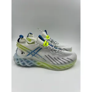 Men's Size 11, Knit Top Casual Slip-on Sneaker, White w/ Blue & Green Accents