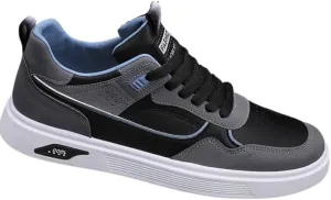 Men's Skateboarding Shoes Casual Lace-up Sneakers - Solid Color Low Top PU Trainers, All-Season Round Toe Footwear with Fabric Inner, PVC Sole, Cloth Insole for Everyday Wear