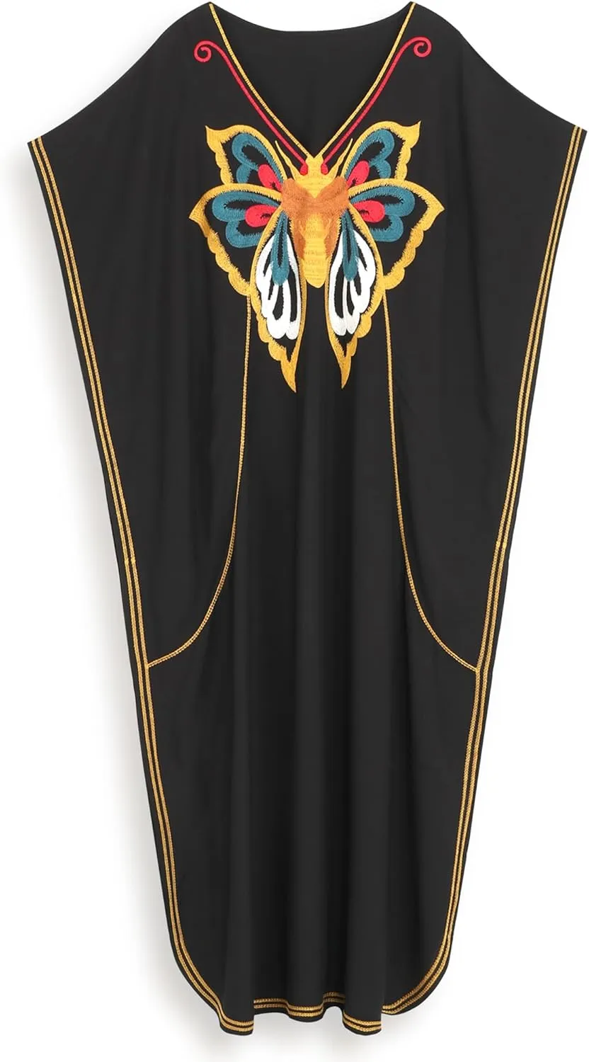 Moroccan Kaftan Dresses for Women Plus Size Caftans Loungewear Embroidered Beach Kaftan Cover up mumu House Dress
