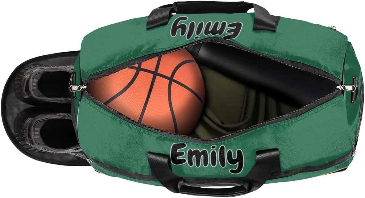 Personalized Cheerleader Bag Dance Ballet Bag Gym Sport Bag for Teens Travel Sleepover Carry On Bag with Shoes Compartment Dark Green