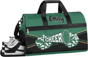 Personalized Cheerleader Bag Dance Ballet Bag Gym Sport Bag for Teens Travel Sleepover Carry On Bag with Shoes Compartment Dark Green