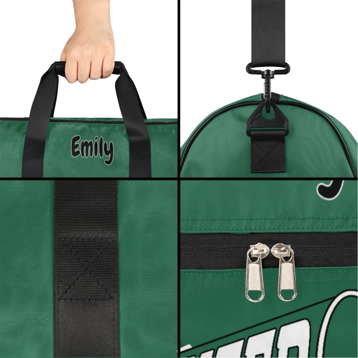 Personalized Cheerleader Bag Dance Ballet Bag Gym Sport Bag for Teens Travel Sleepover Carry On Bag with Shoes Compartment Dark Green