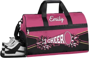 Personalized Cheerleader Bag Dance Ballet Bag Gym Sport Bag for Teens Travel Sleepover Carry On Bag with Shoes Compartment Dark Pink