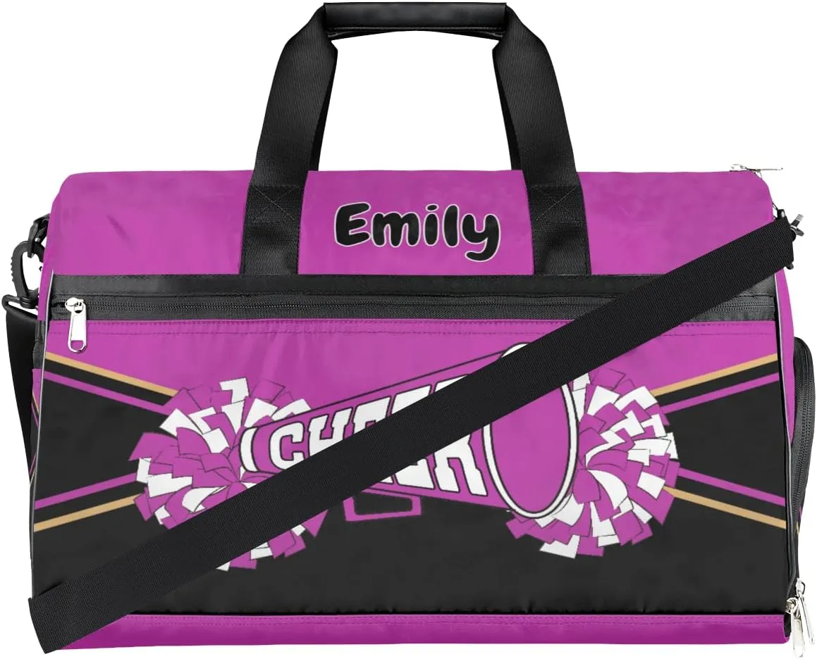 Personalized Sport Bag Gymnastics Bag Cheerleader Bag for Girls Custom Overnight Duffel Bag with Shoes Compartment Light Purple