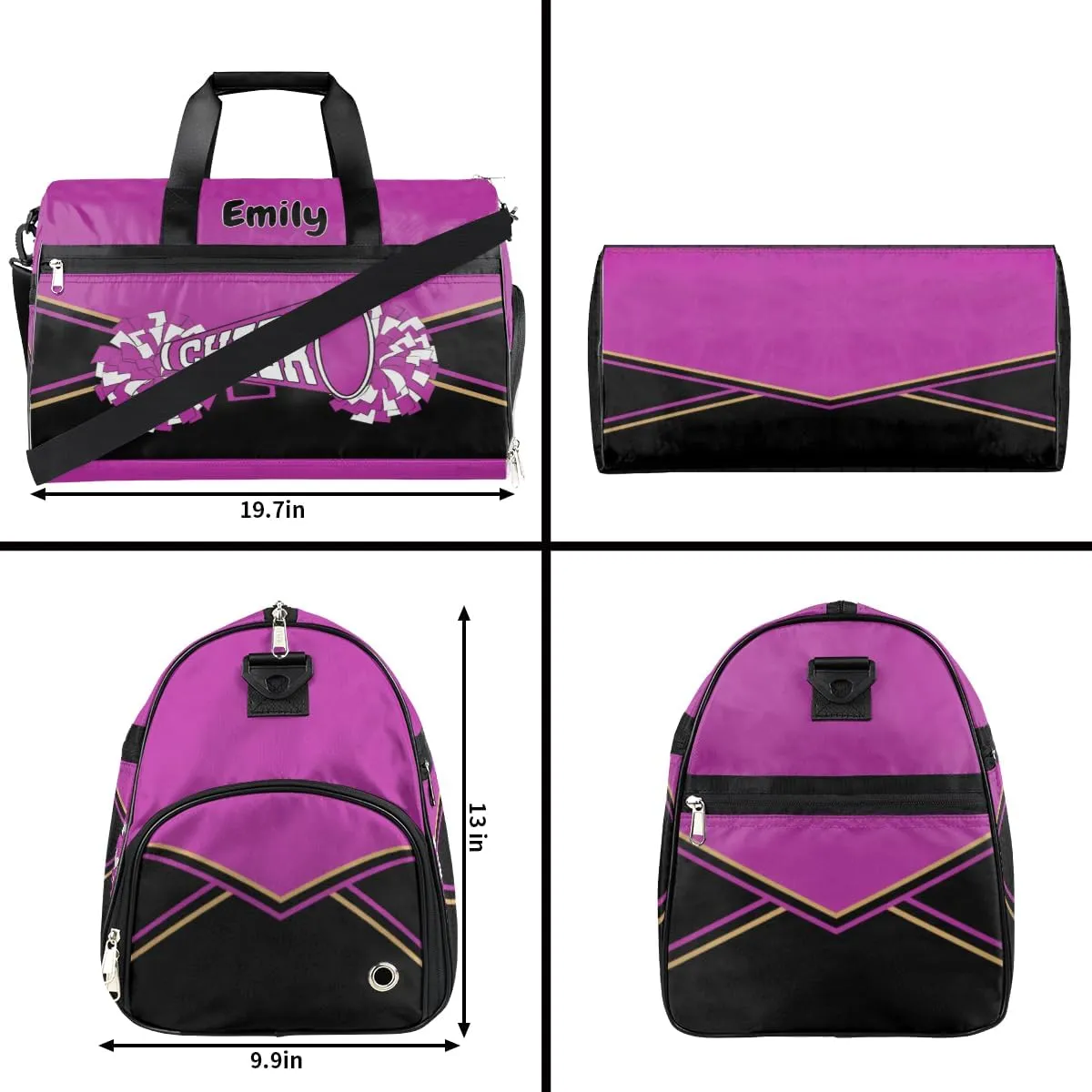 Personalized Sport Bag Gymnastics Bag Cheerleader Bag for Girls Custom Overnight Duffel Bag with Shoes Compartment Light Purple