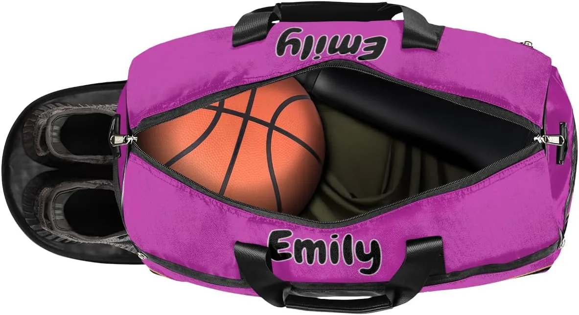 Personalized Sport Bag Gymnastics Bag Cheerleader Bag for Girls Custom Overnight Duffel Bag with Shoes Compartment Light Purple
