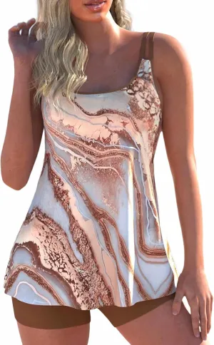 ROSEWE 2025 Tankini Swimsuits for Women, Bathing Suits with Shorts, Modest Swim Dress