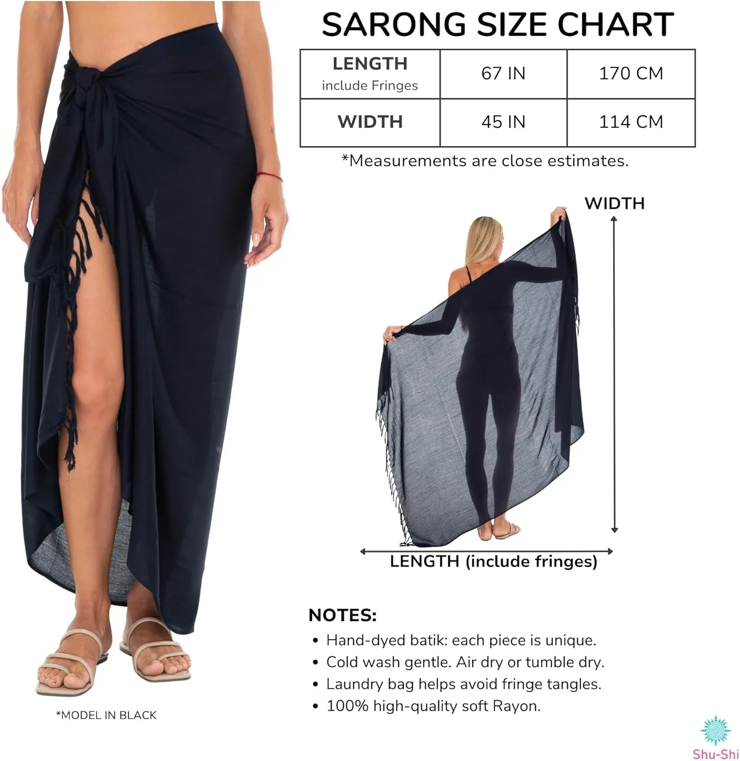 SHU-SHI Sarong Wraps For Women Beach Cover Up Skirt Swimsuit Wrap Pareo Coverups