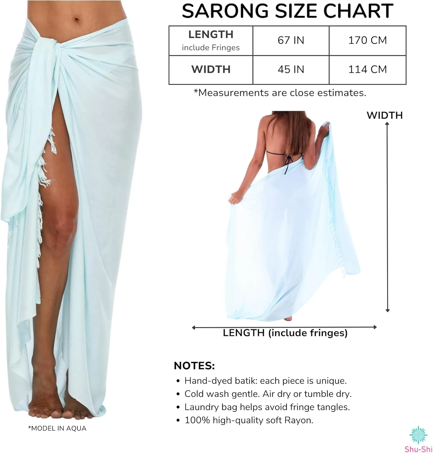 SHU-SHI Sarong Wraps For Women Beach Cover Up Skirt Swimsuit Wrap Pareo Coverups