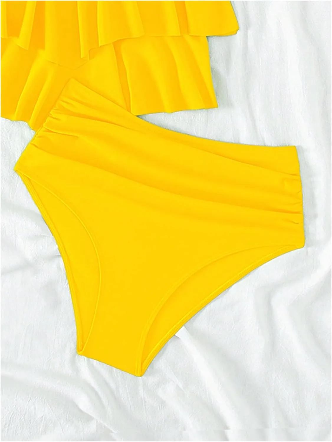 SweatyRocks Women's 2 Piece Swimsuit Ruffle High Waist Tummy Control Bathing Suit