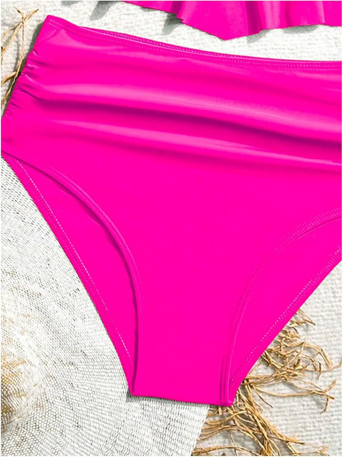 SweatyRocks Women's 2 Piece Swimsuit Ruffle High Waist Tummy Control Bathing Suit