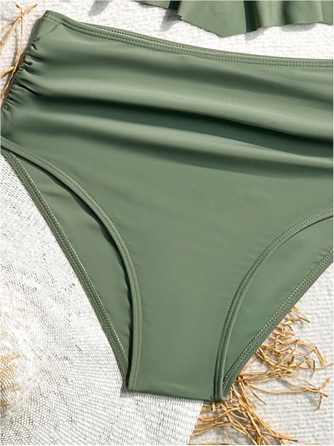 SweatyRocks Women's 2 Piece Swimsuit Ruffle High Waist Tummy Control Bathing Suit