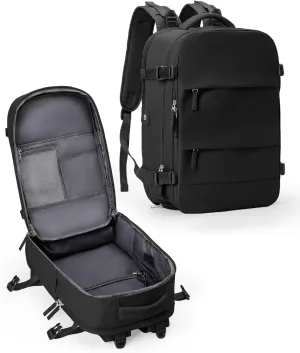 Travel Backpack For Women Men Carry On Backpack Flight Approved Gym Bag With Shoe Compartment Hiking Waterproof Laptop College Backpacks Essentials black
