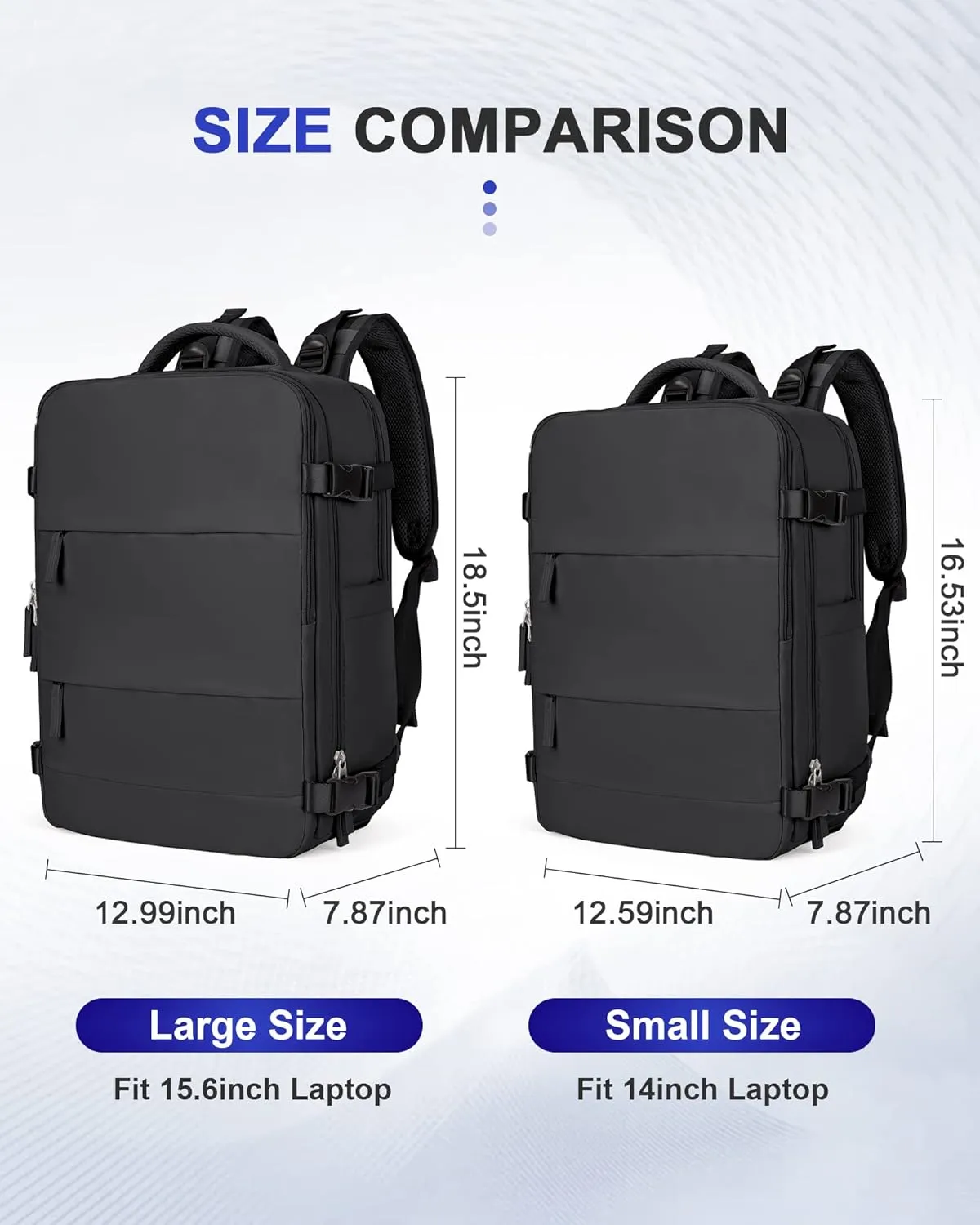 Travel Backpack For Women Men Carry On Backpack Flight Approved Gym Bag With Shoe Compartment Hiking Waterproof Laptop College Backpacks Essentials black