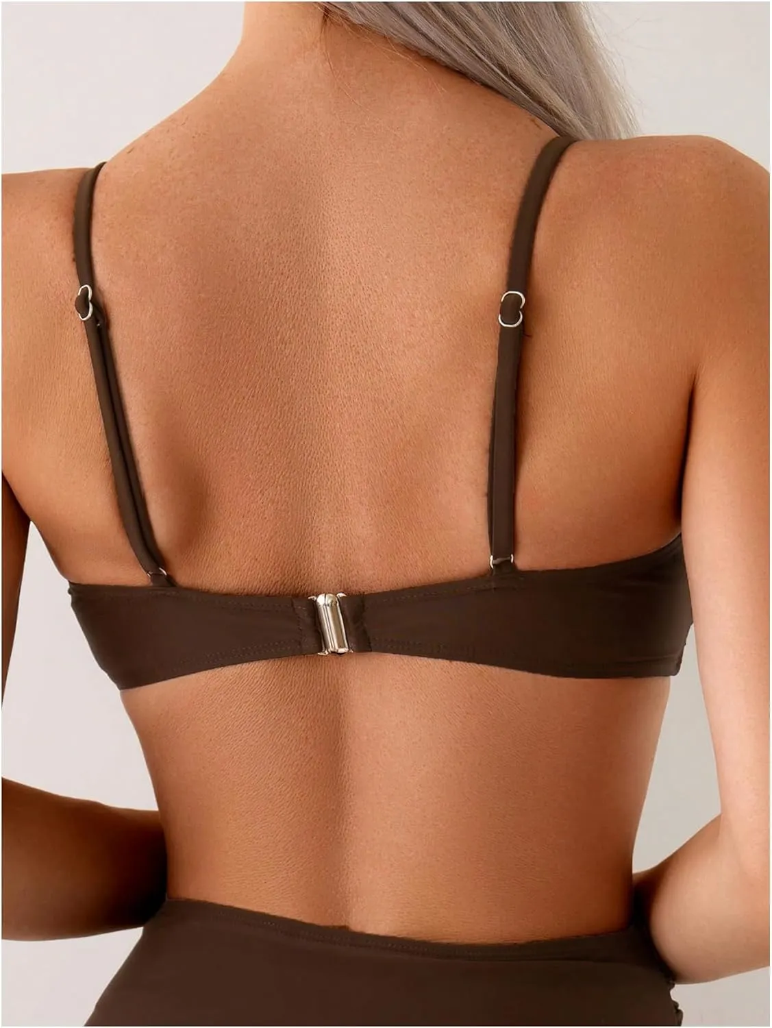 Women's 2 Piece Bikini Set Metal Shell Beaded Ruched Swimsuit High Waisted Bathing Suit