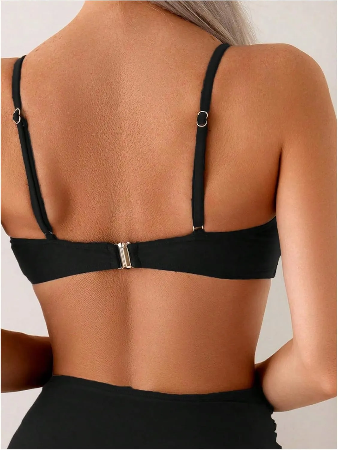 Women's 2 Piece Bikini Set Metal Shell Beaded Ruched Swimsuit High Waisted Bathing Suit