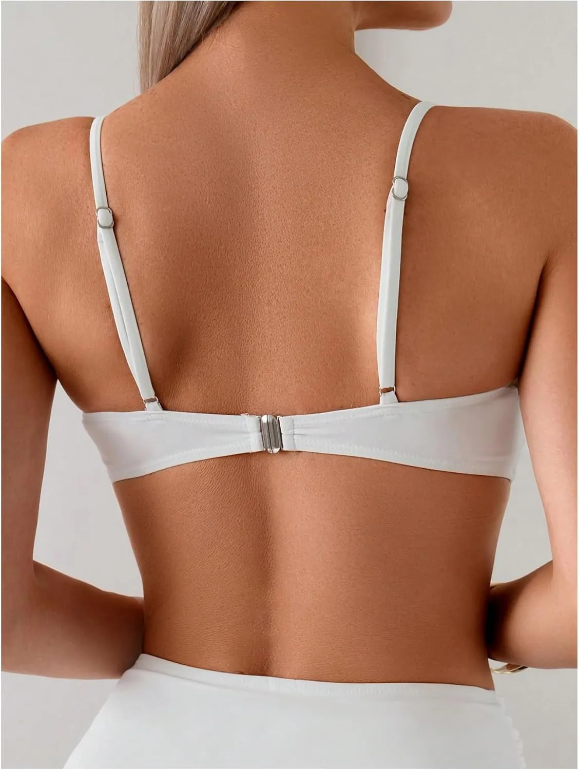 Women's 2 Piece Bikini Set Metal Shell Beaded Ruched Swimsuit High Waisted Bathing Suit