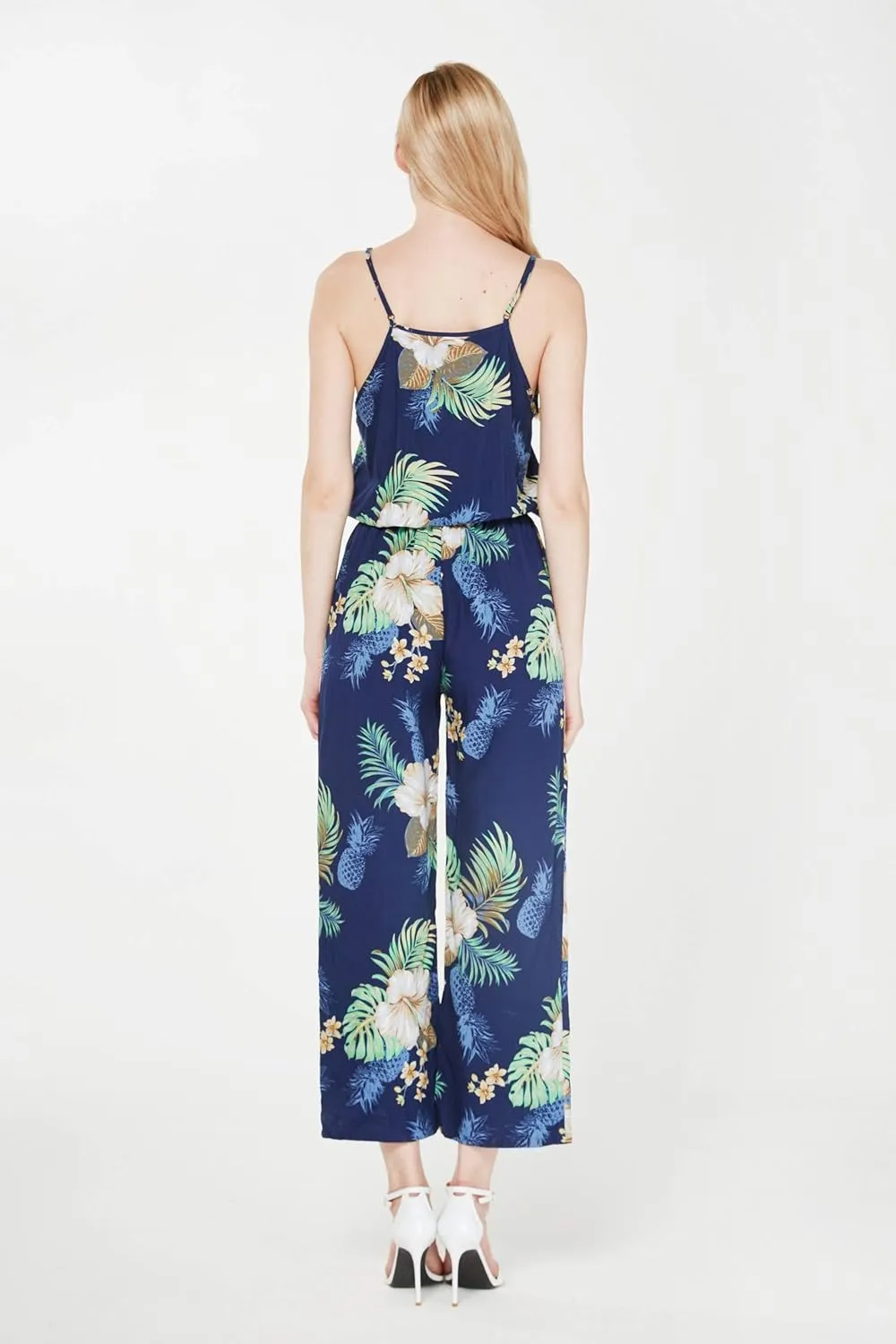 Women's Hawaiian Strap V with Pockets Jumpsuit in Wispy Cereus