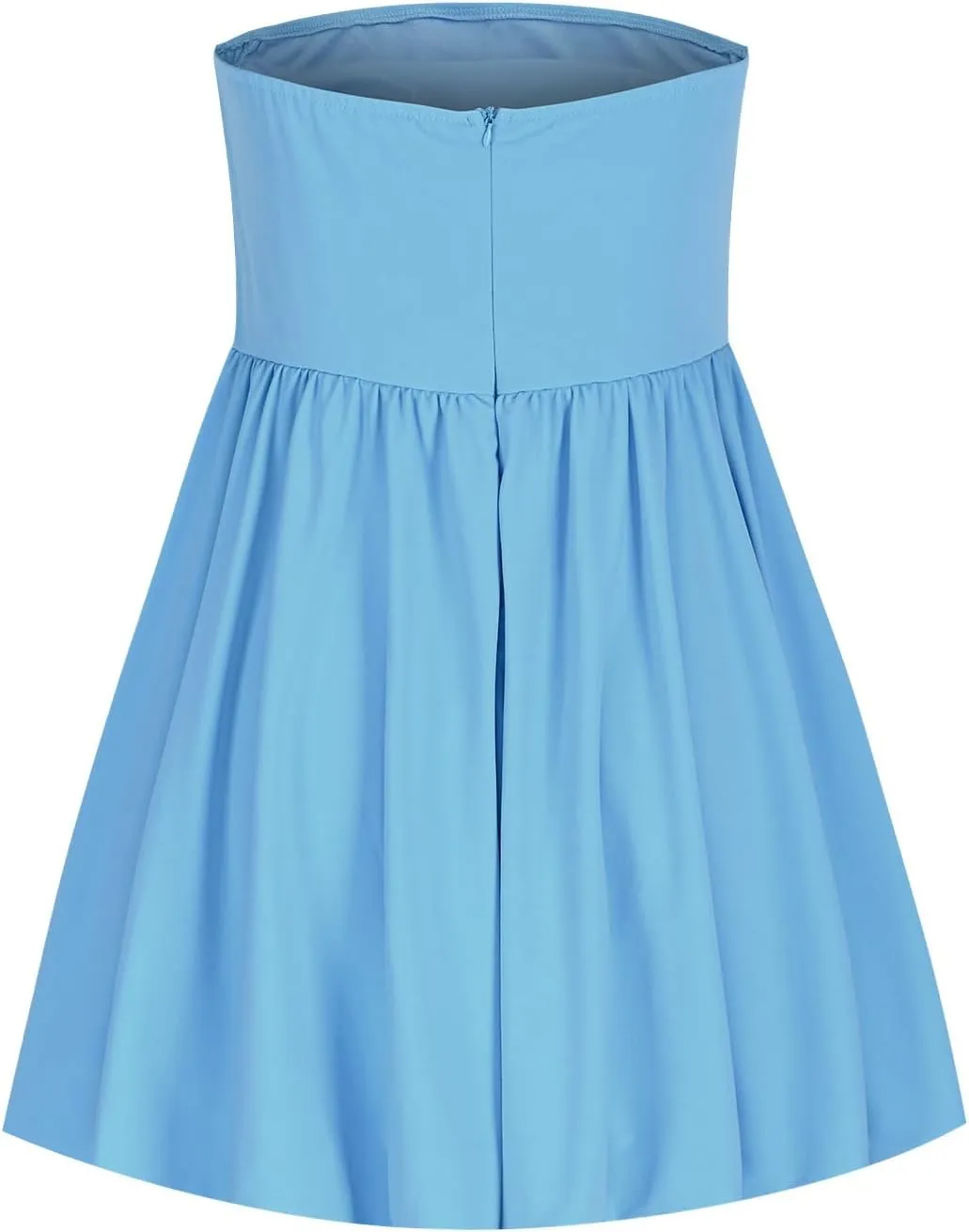Women's Tube Top Dress Sexy Off Shoulder Ruffle Tiered Flowy Mini Dresses Summer Trendy Strapless Bubble Short Dress